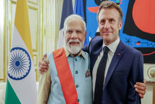 Prime Minister Narendra Modi  with President of the France, Emmanuel Macron at Elysee Palace, in Paris.