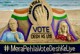Ahead of the Lok Sabha elections, the renowned sand artist Sudarsan Pattnaik created a sand art on Odisha's Puri beach to raise awareness among first-time voters.