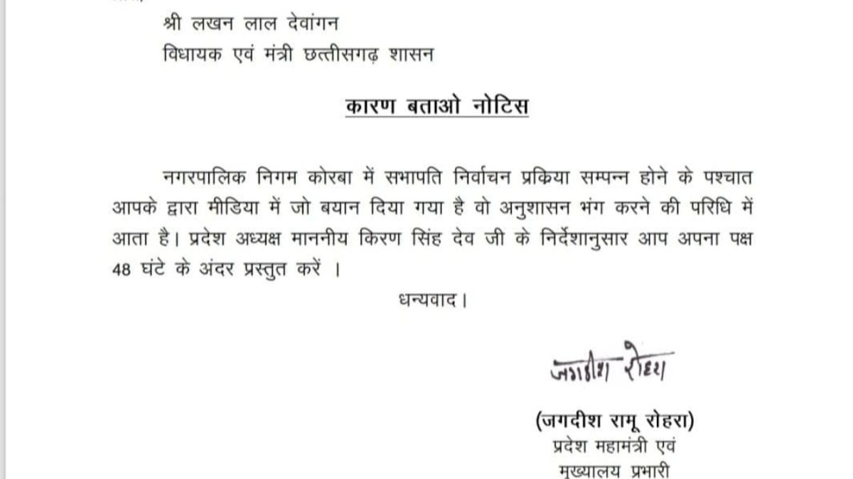 Show cause notice to minister