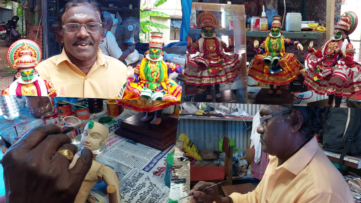 ARTIST KARIKKAKOM TRIVIKRAMAN  SCULPTURE MAKING  KATHAKALI IMAGES CHARACTERS  KATHAKALI VESHANGAL