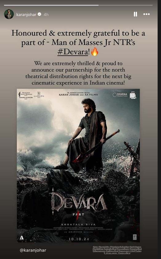 Karan Johar's Dharma Productions got Devara's North  Theatrical distribution right