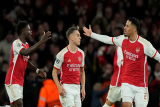 Harry Kane's goal on return to north London couldn't help Bayern Munich register a win against Arsenal as Leandro Trossard's second-half equaliser rescued a 2-2 draw for his side. The match ended with the goal score of 2-2 in the first leg of the Champions League quarter finals Tuesday.