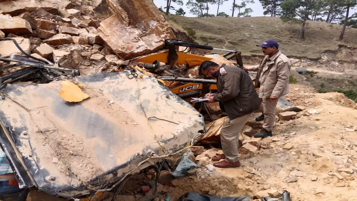 Boulder fell on top of JCB