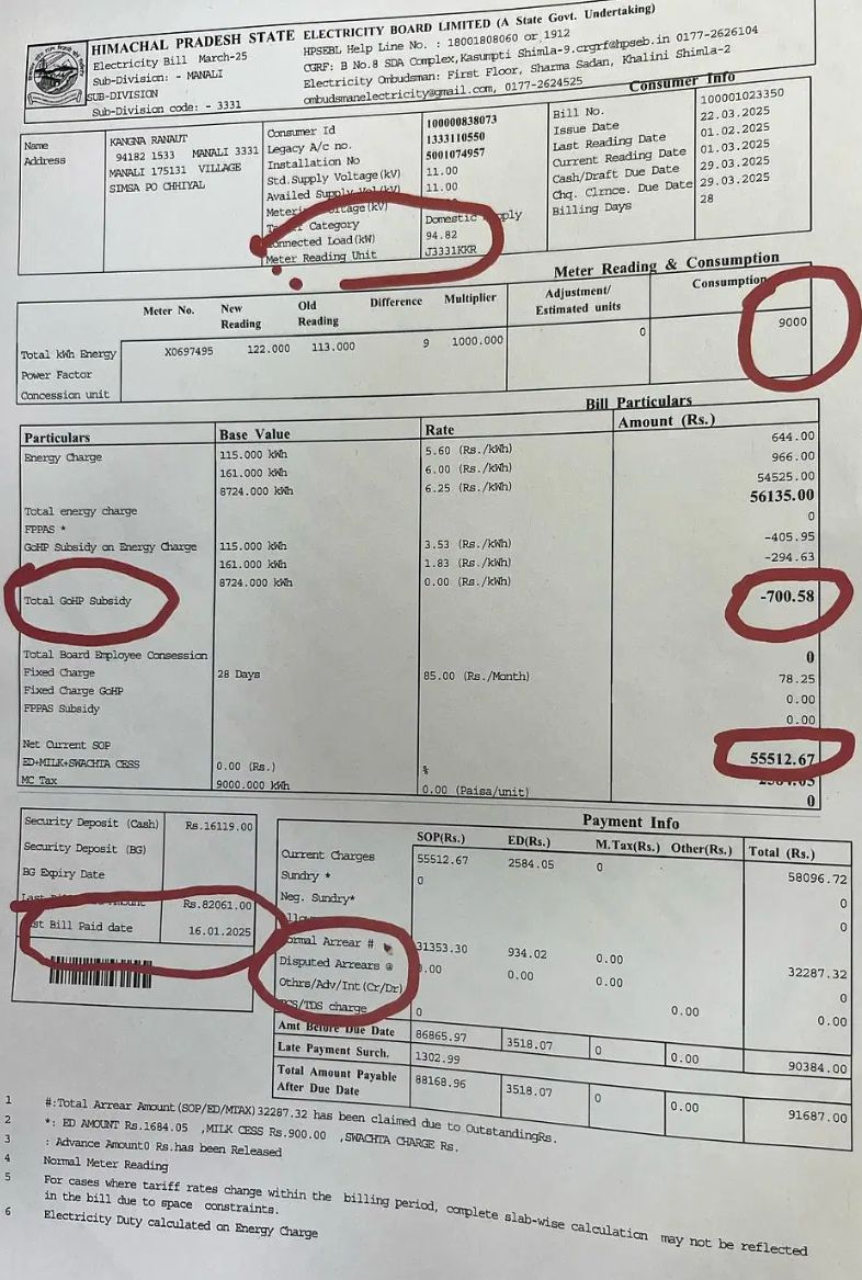 KANGANA RANAUT ON ELECTRICITY BILL