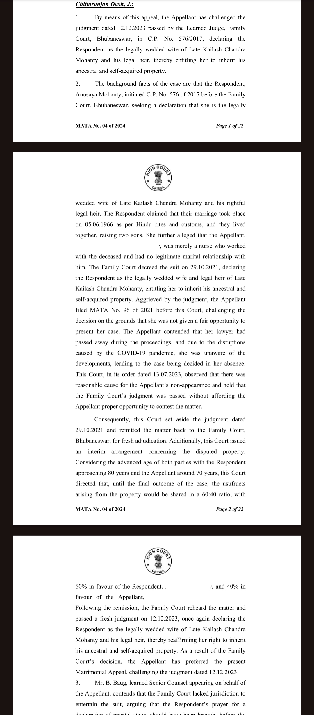Orissa high court Order Copy