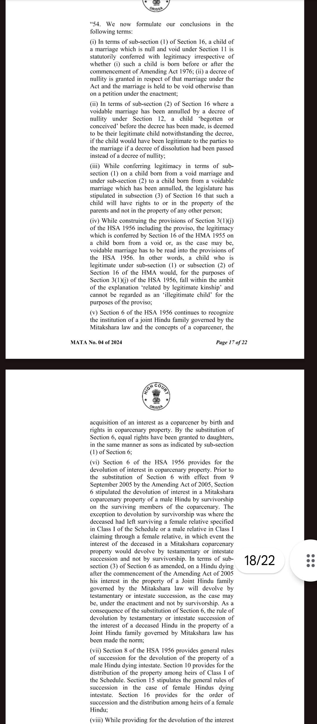 Orissa high court Order Copy