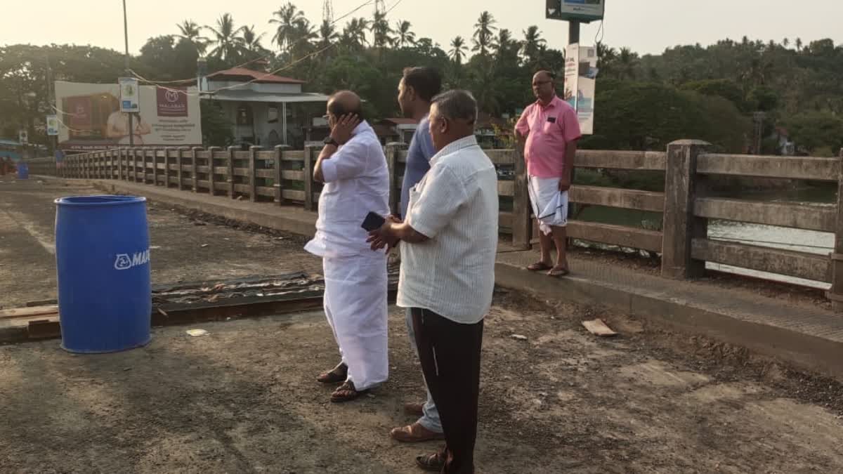 MAHE BRIDGE ON NATIONAL HIGHWAY  MAINTENANCE WORK OF BRIDGE  PATCH WORK OF MAHE BRIDGE  മാഹിപാലത്തിന്‍റെ അറ്റകുറ്റപണി