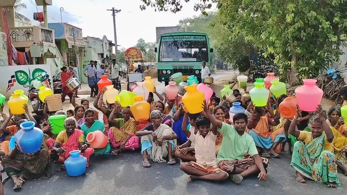 people protest for water in ranipet