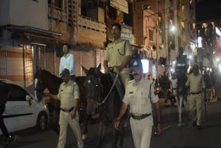 UJJAIN SP COLLECTOR ON HORSE FLAG MARCH LOKSABA ELECTION