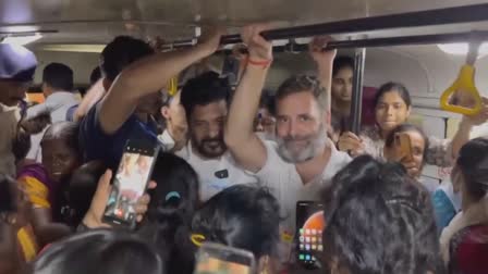 Rahul Gandhi travels in rtc bus in hyderabad