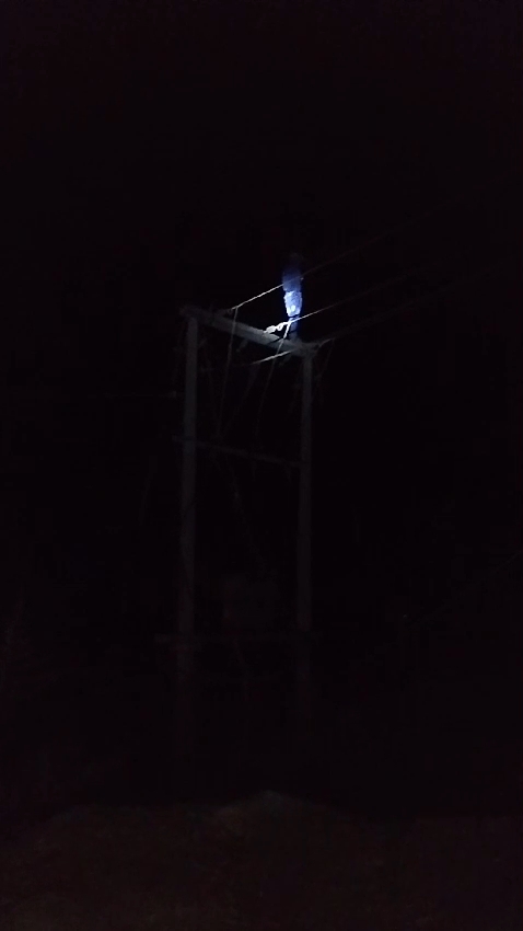 Angry Man Climbs on Electric pole