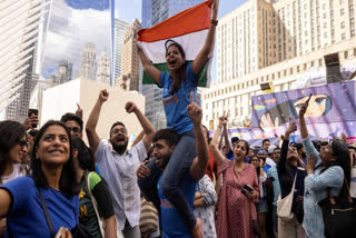 Indian cricket team fans erupted in joy and expressed their delightment by coming out on the streets and chanting 'India India' after the Rohit Sharma-led side secured a narrow victory against their arch-rivals Pakistan at Nassau County International Cricket Stadium in New York on Sunday.