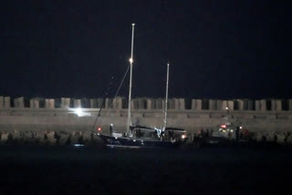 The Gaza-bound aid boat, Madleen, under escort of Israeli naval forces enters to Ashdod Port in southern Israel after being seized by Israeli forces, Monday, June 9, 2025.