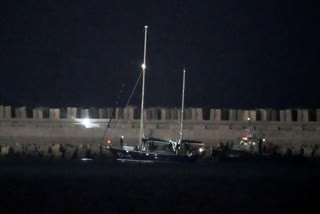 The Gaza-bound aid boat, Madleen, under escort of Israeli naval forces enters to Ashdod Port in southern Israel after being seized by Israeli forces, Monday, June 9, 2025.