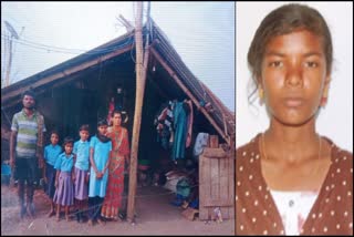 Student and her Family in front of their hut