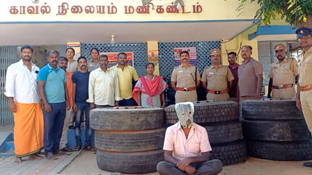 Police arrested lorry driver for stealing another lorry tyre worth 9 lakh Rupees in Trichy