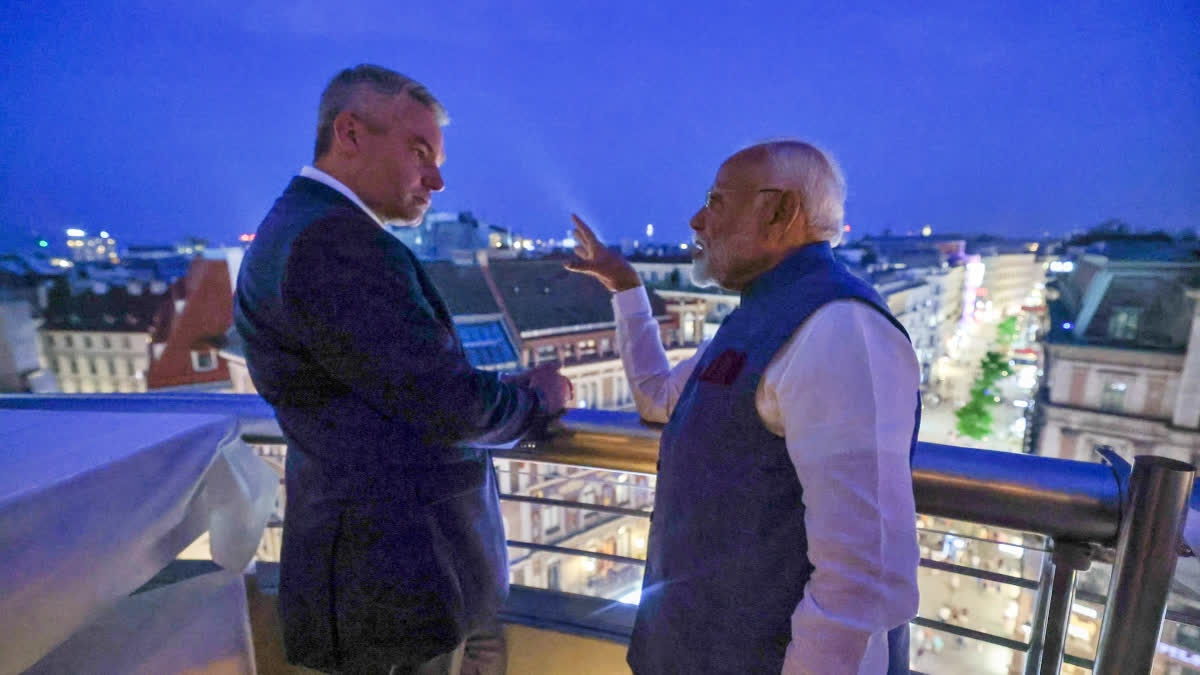 Prime Minister Narendra Modi with Austrian Chancellor Karl Nehammer in Vienna