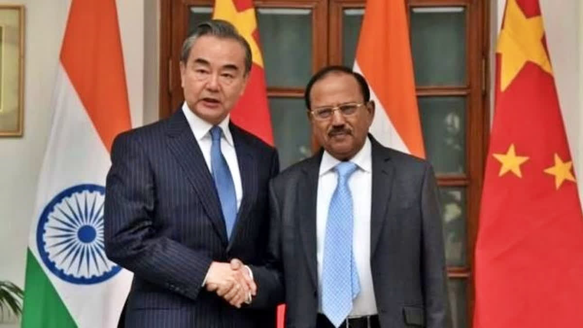 Chinese Foreign Minister Wang Yi with National Security Advisor Ajit Doval in New Delhi in 2019