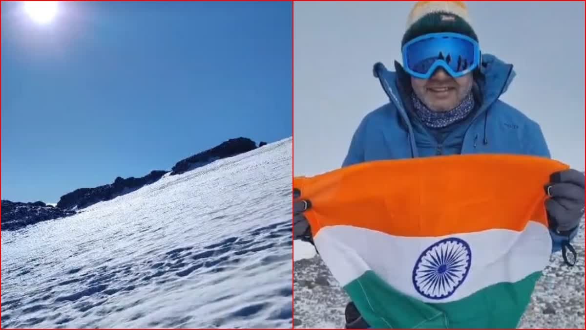 Professor Manoj Kumar of Hisar Haryana hoisted the tricolor on Europe highest peak Mount Elbrus