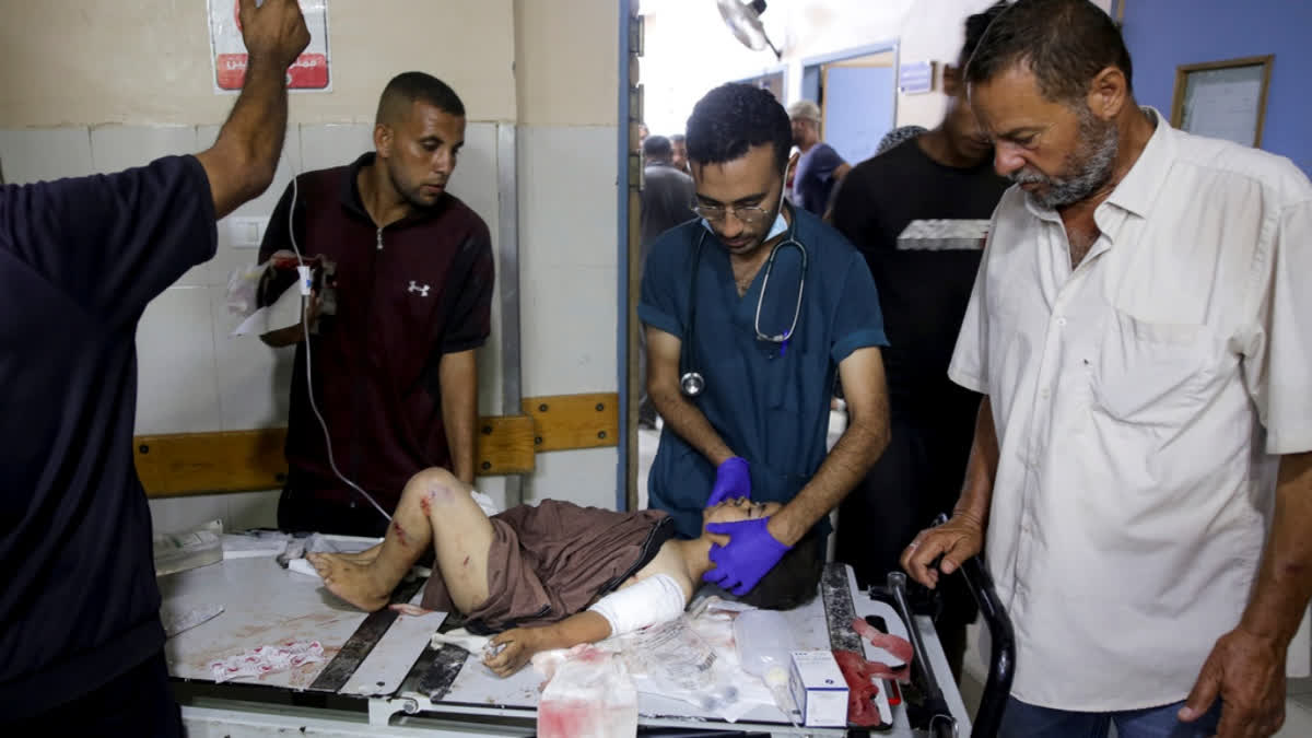 A Palestinian boy wounded in the Israeli bombardment of the Gaza Strip is treated in a hospital in Khan Younis, Tuesday, July 9, 2024.