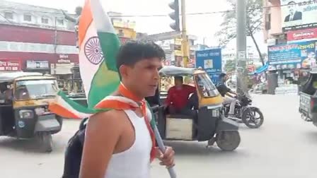 ex Soldier with tricolor in Rewa