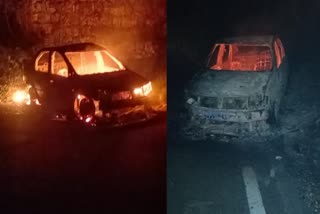 കാറിന് തീ പിടിച്ചു  Car Catches Fire While Running in Bodimettu  Car Catches Fire  കാർ കത്തിനശിച്ചു  Idukki news  Kerala news  Car Catches Fire in Idukki  The car was completely burnt  ഓടിക്കൊണ്ടിരുന്ന കാറിന് തീ പിടിച്ചു