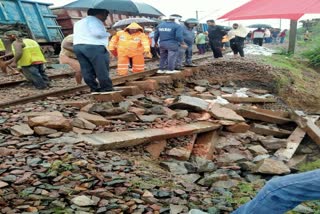 railway track damaged in morena due to rain