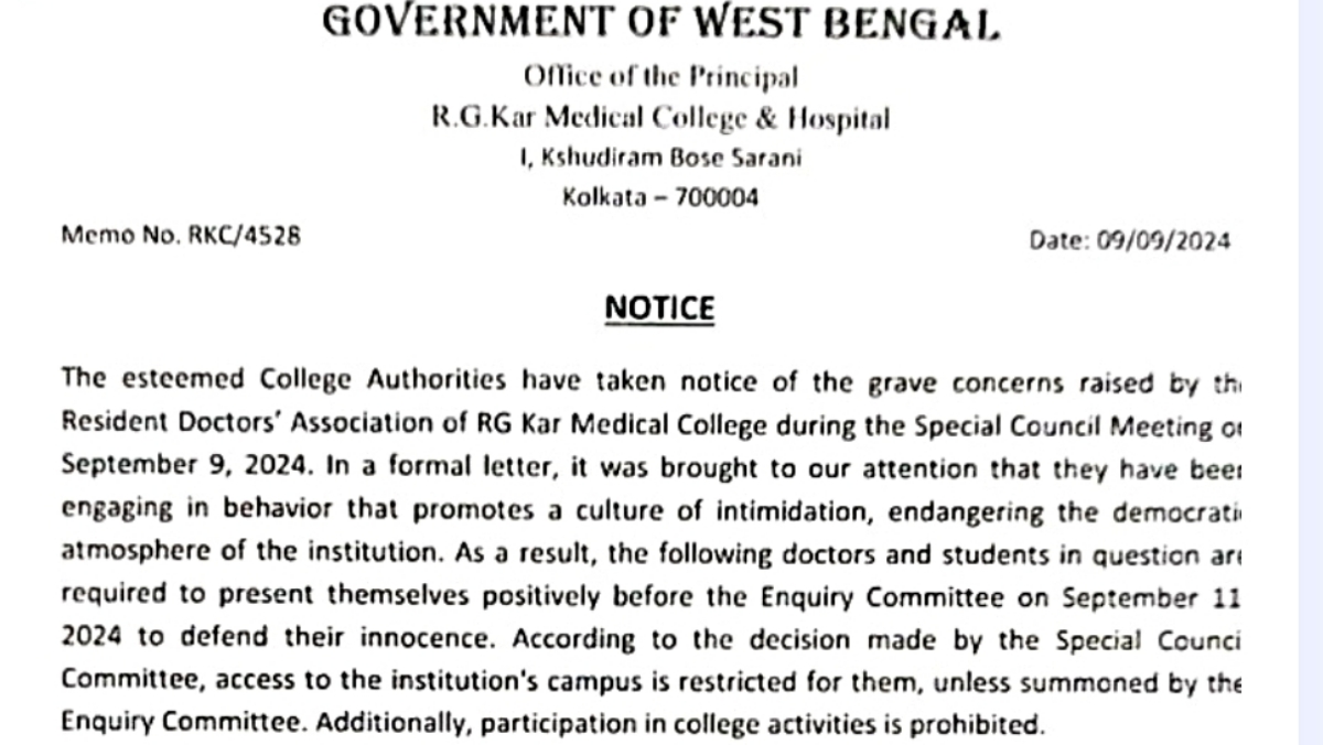 RG Kar Hospital Notice