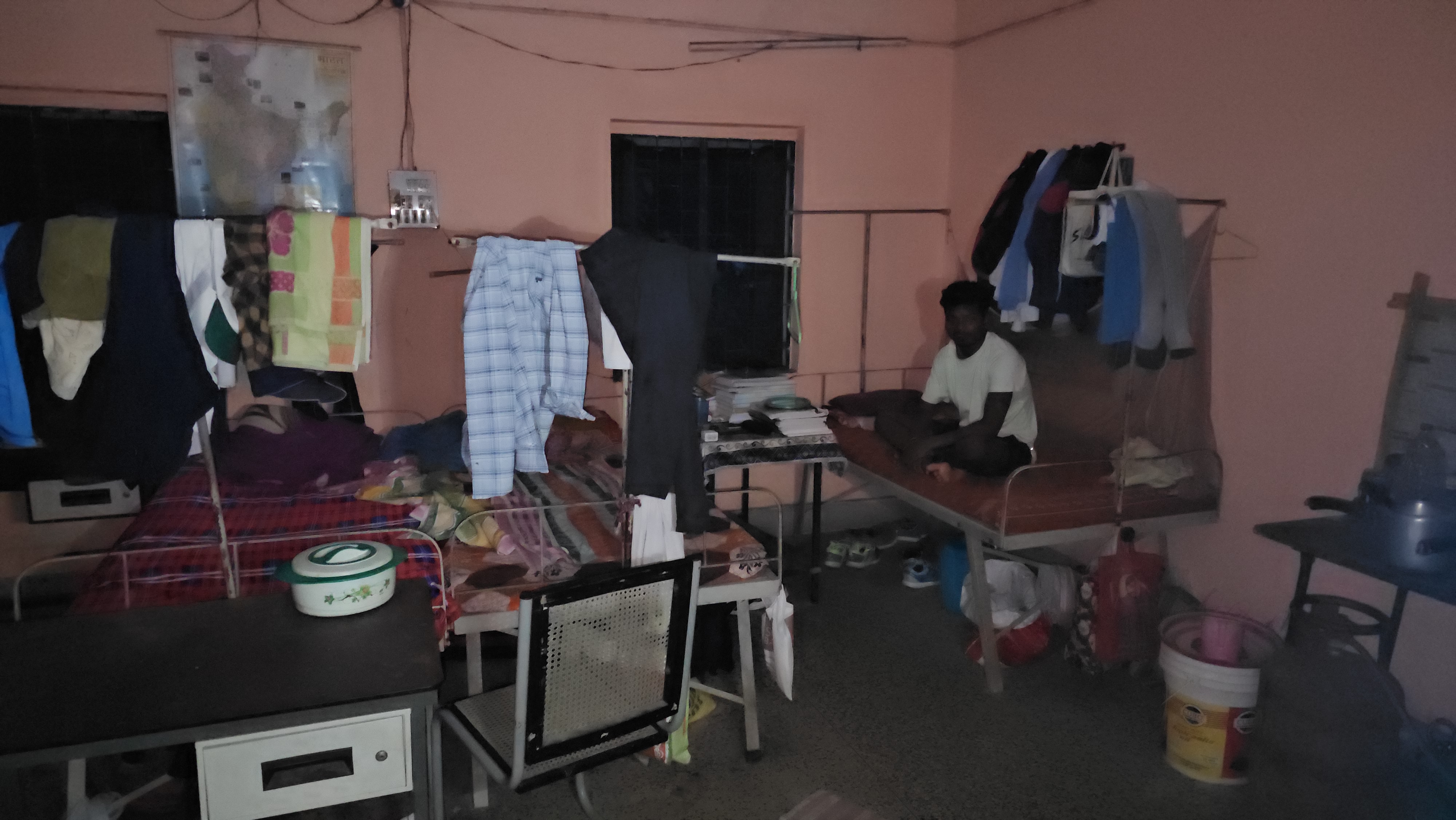 library running in bathroom of Hazaribag Boys Tribal Hostel