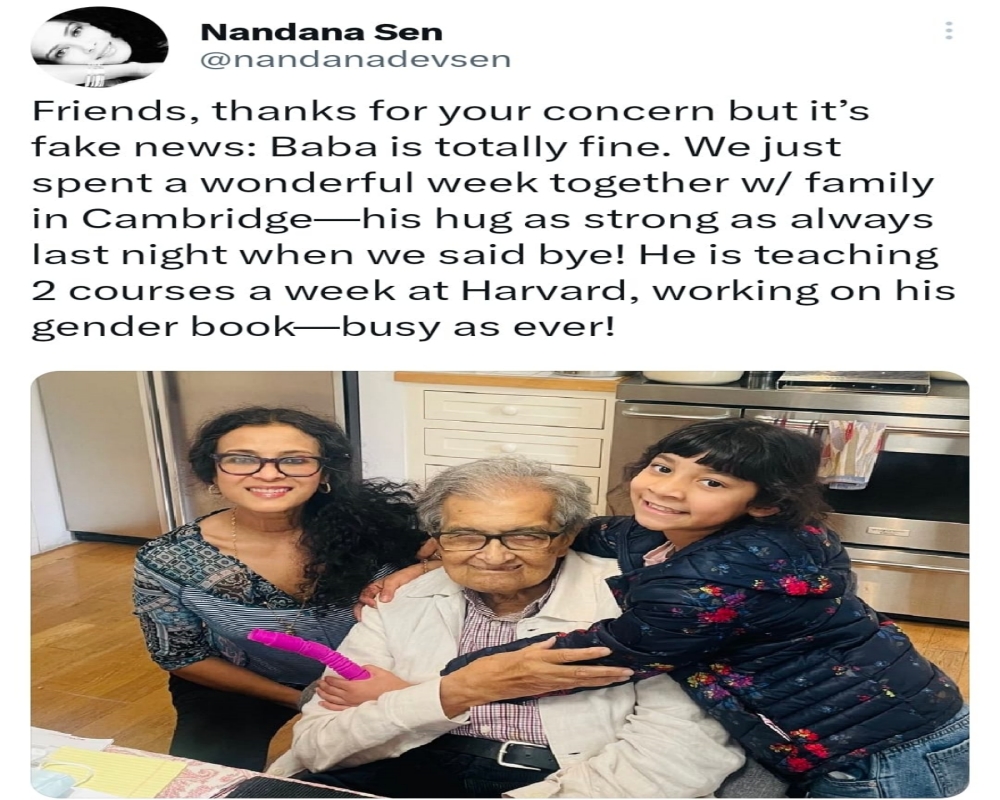 Amartya Sen's daughter Nandana Deb Sen posted information on X