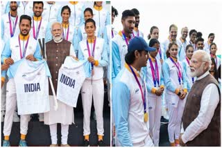 pm narendra  modi with indian players