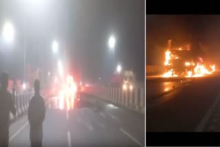 Driver Charred To Death In Fire After Collision Between Two Trucks In Amroha