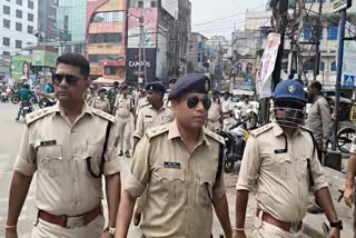 Police administration flag march for security arrangements during Durga Puja in Ranchi