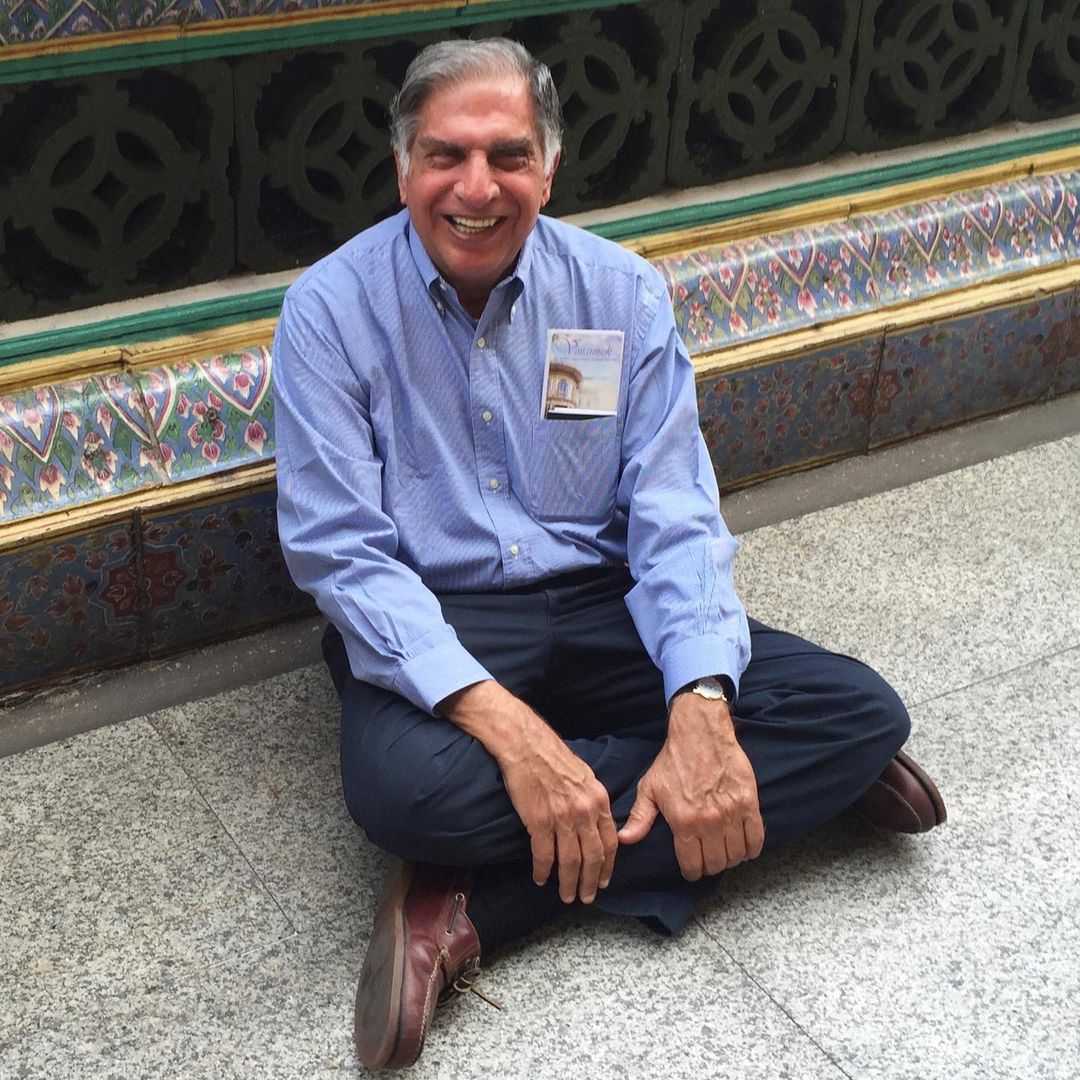 Ratan Tata outside The Taj Mahal Palace Hotel in Mumbai