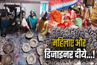 Women making designer Diyas in Hazaribag