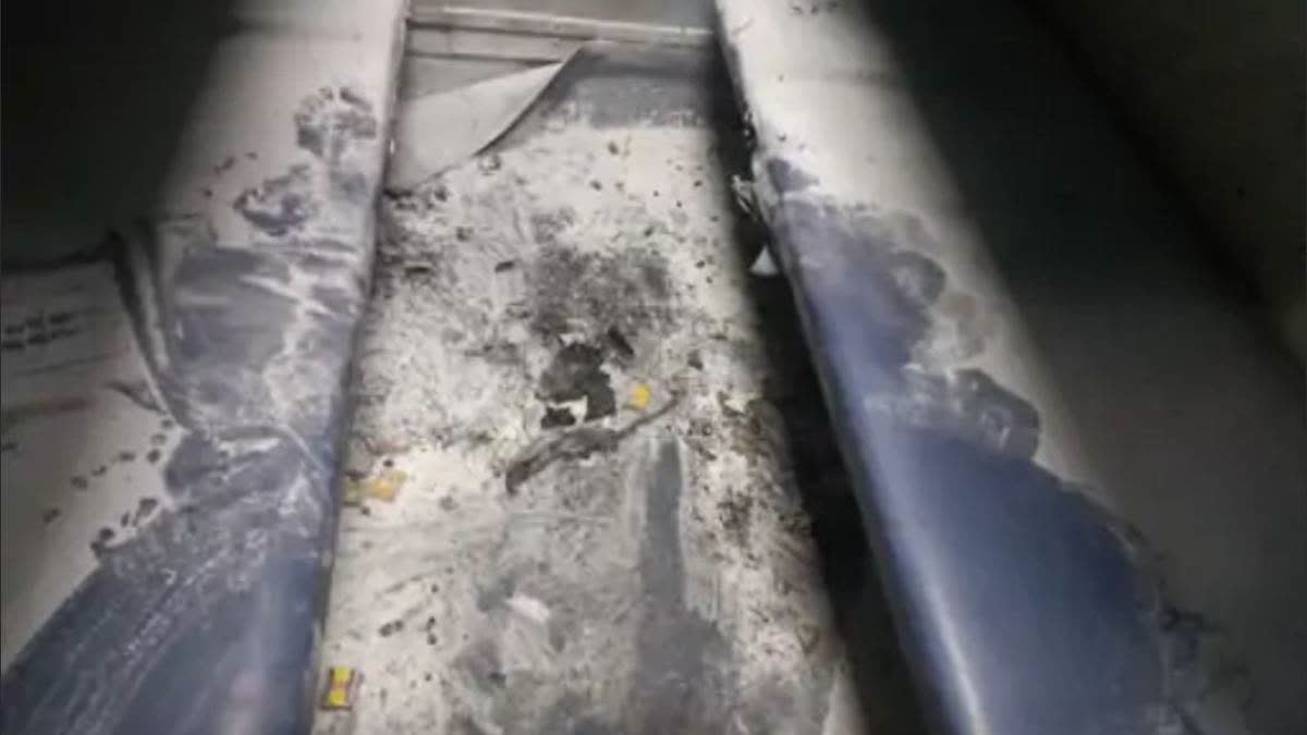 The charred seats of the S4 coach