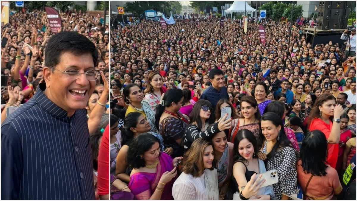 in mumbai union minister piyush goyal flags off one bharat saree walkathon