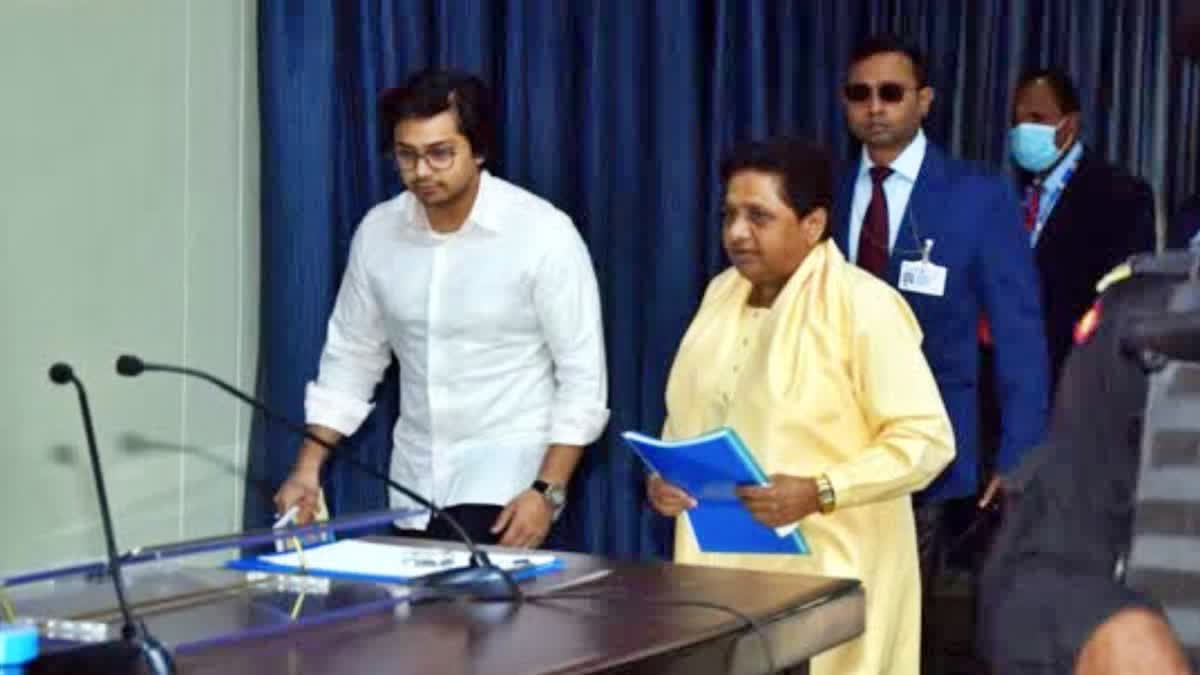 Etv Bharat BSP chief Mayawati declares nephew Akash Anand as her successor  Akash Anand BSP  മായാവതിക്ക് പിൻഗാമിയായി അനന്തരവൻ  ആകാശ് ആനന്ദ്  ബിഎസ്‌പി അധ്യക്ഷ മായാവതി  Akash Anand  BSP Chief  Mayawati Nephew Akash Anand  Bahujan Samaj Party