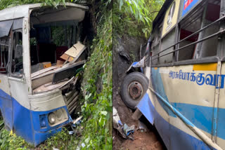 Tamilnadu Bus Accident  Poopara Bus Accident  Idukki Bus Accident  പൂപ്പാറയിൽ തമിഴ്‌നാട് ബസ് അപകടത്തിൽപ്പെട്ടു  ഇടുക്കി ബസ് അപകടം  പൂപ്പാറ ബസ് അപകടം  തമിഴ്‌നാട് ട്രാൻസ്പോർട്ട് കോർപ്പറേഷൻ ബസ്