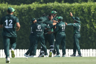 The video of Pakistan pacer Mohammad Zeeshan's aggressive celebration after taking the wicket of India's  Rudra Patel in the U19 Asia Cup match at Dubai International Cricket Stadium on Sunday.