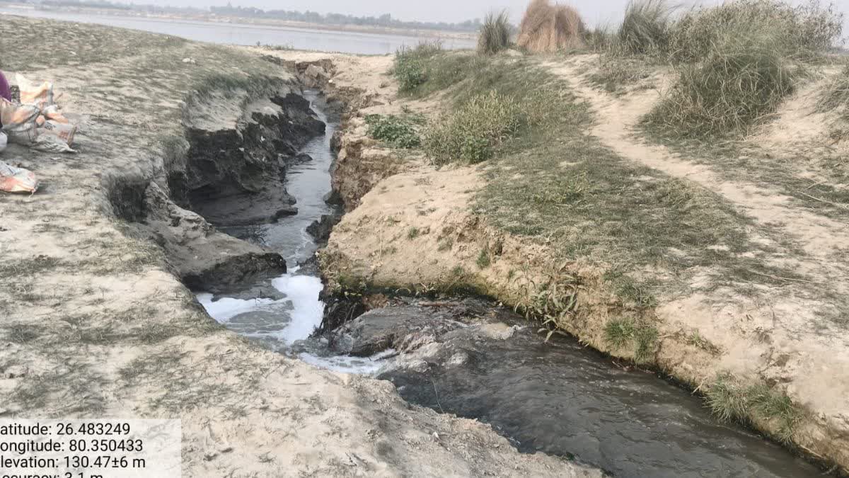 kanpur pollution control board officers found open drains dumping filth into ganga.