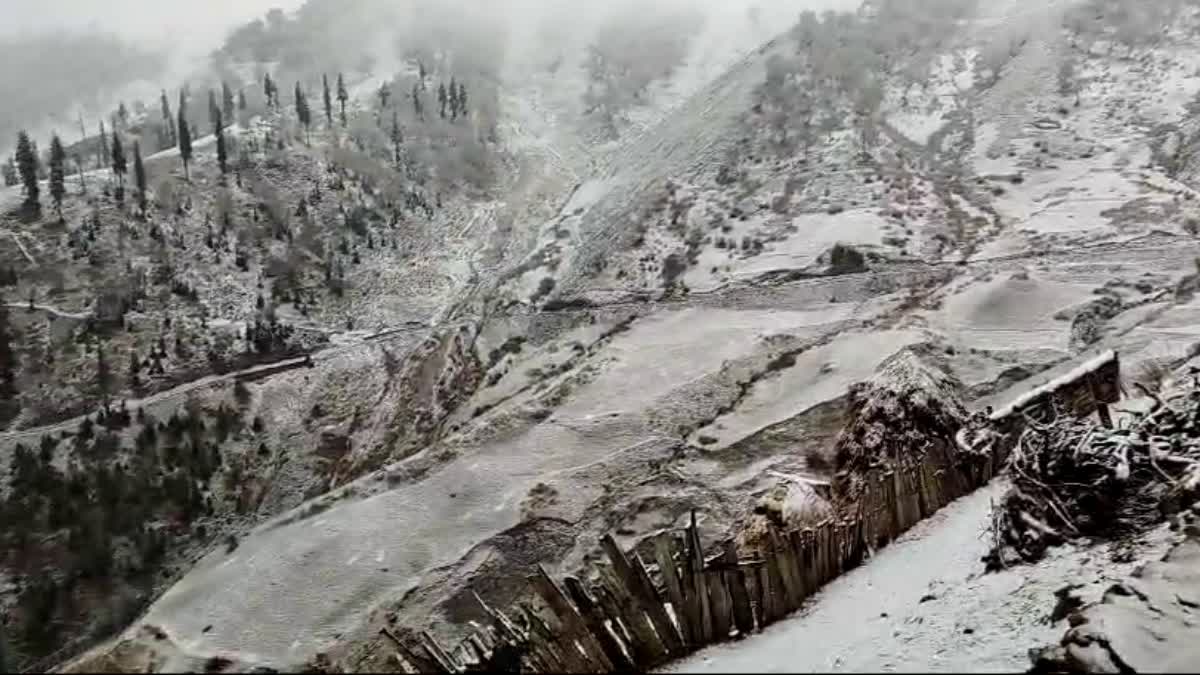 A view of snow capped mountain in Kashmir's Gurez