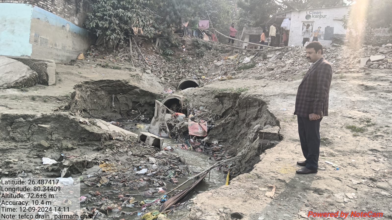 kanpur pollution control board officers found open drains dumping filth into ganga.