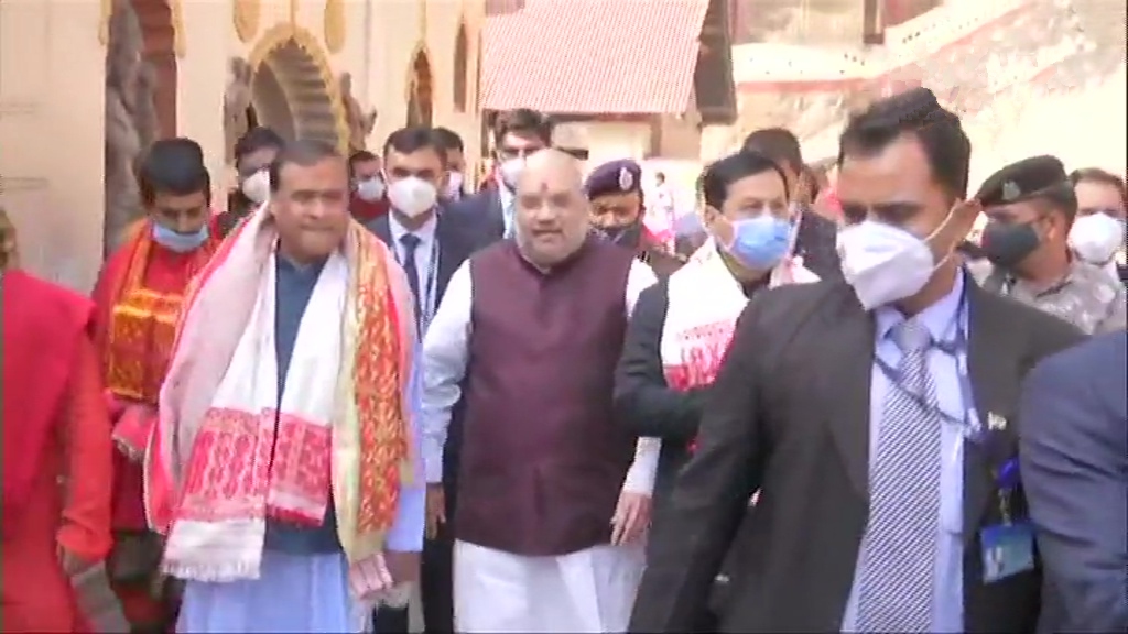 Union home minister Amit shah visits khamakhya temple at Guwahati in Assam