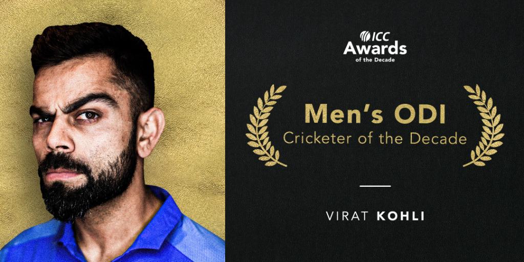 Kohli named ICC Male Cricketer of the Decade, Dhoni fetches 'Spirit of Cricket' honour