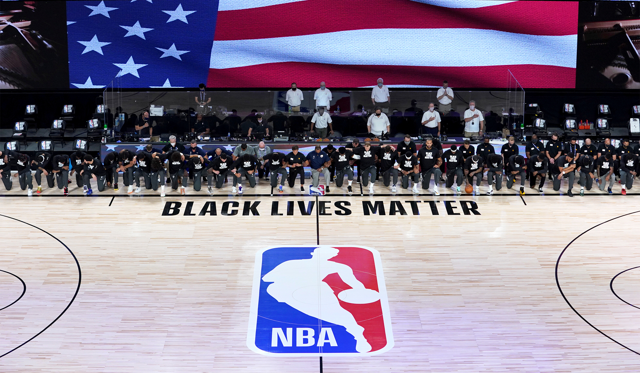 BLM protest at NBA stage.