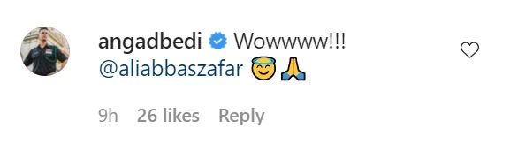 Angad Bedi was the first celebrity to react to Ali Abbas Zafar's post