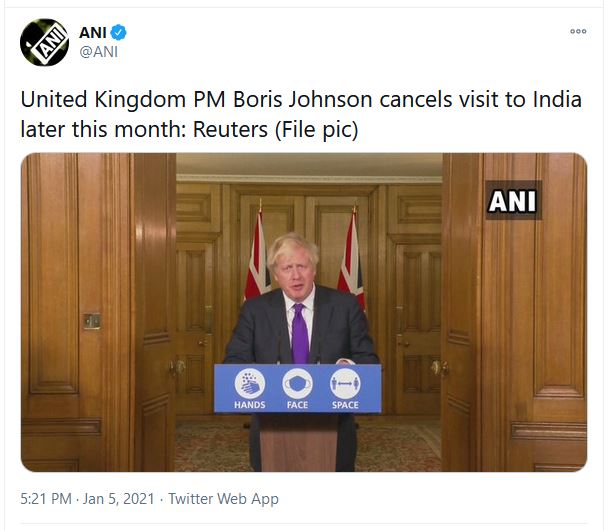 United Kingdom PM Boris Johnson cancels visit to India later this month