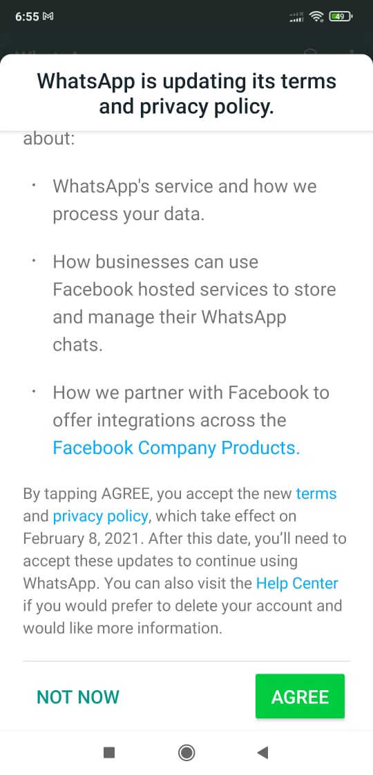 WhatsApp Privacy policy