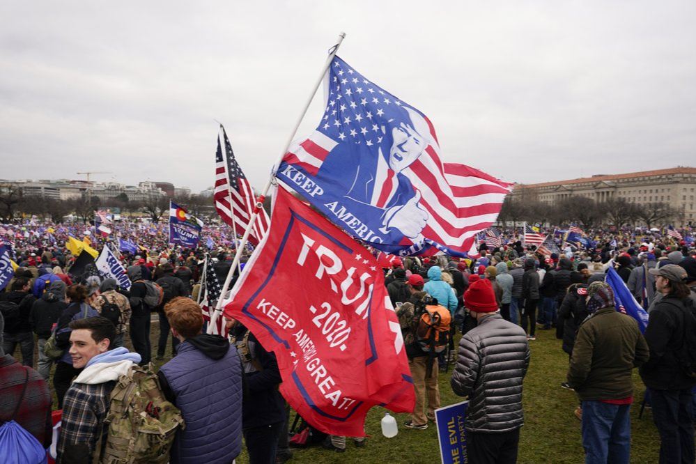 People attend a rally in Washington, Wednesday, Jan. 6, 2021, in support of President Donald Trump.